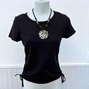 Cute Black Ribbed Top